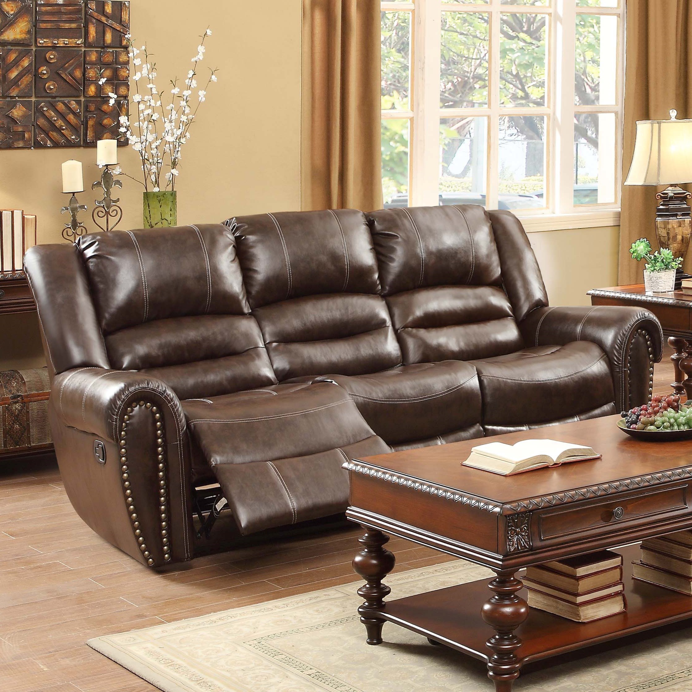 Homelegance Center Hill Traditional Reclining Sofa with